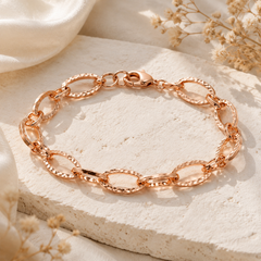Rose Gold Plated Oval Link Chain Minimalist Adjustable Bracelet for Men.