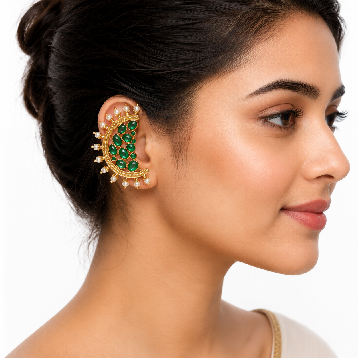 Emerald Pearl Royale Gold Plated Earcuff