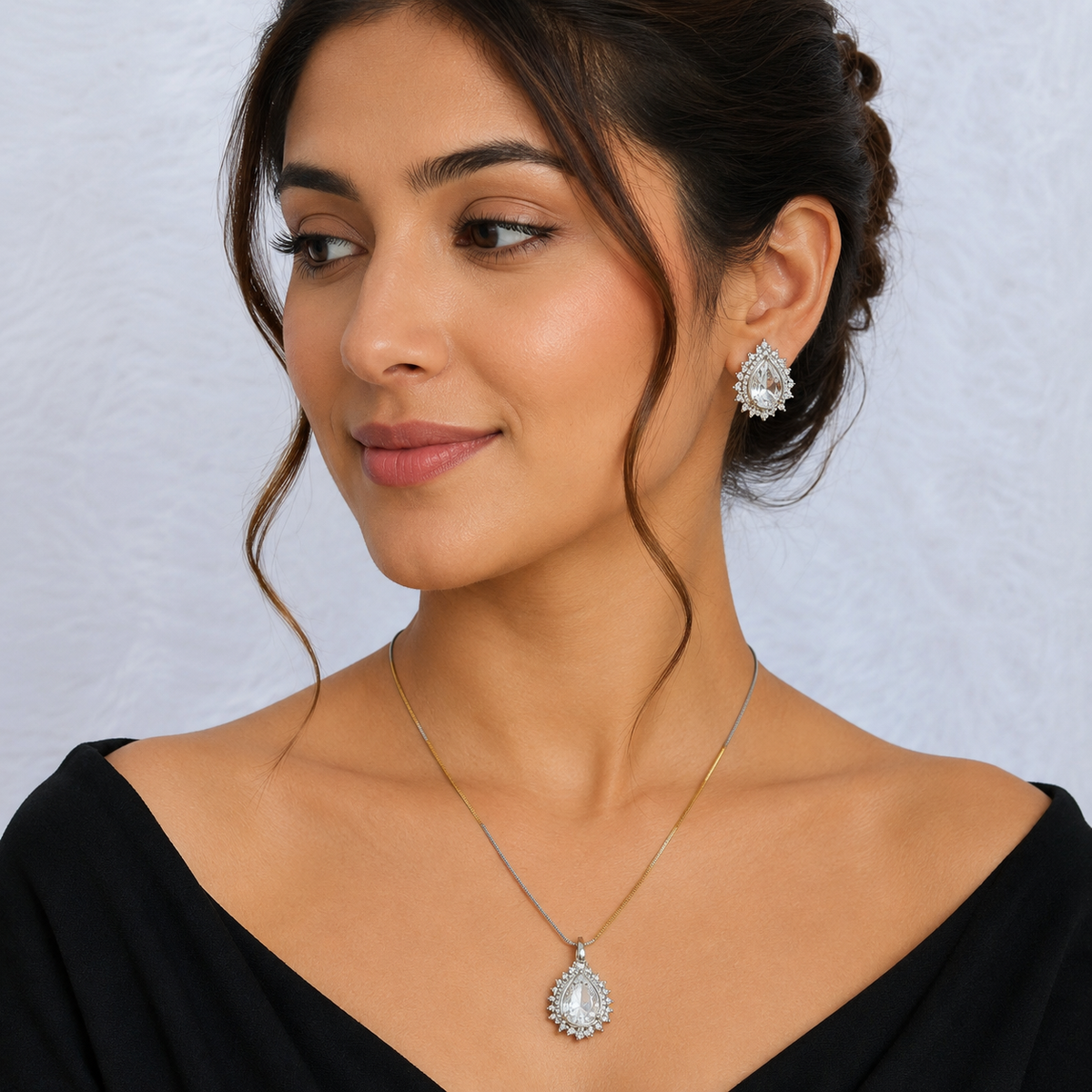 Crystal Bloom Pendant & Earrings Set