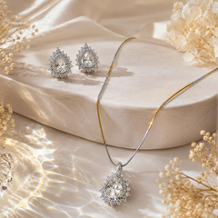 Crystal Bloom Pendant & Earrings Set