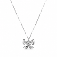 Silver Bow Charm Necklace