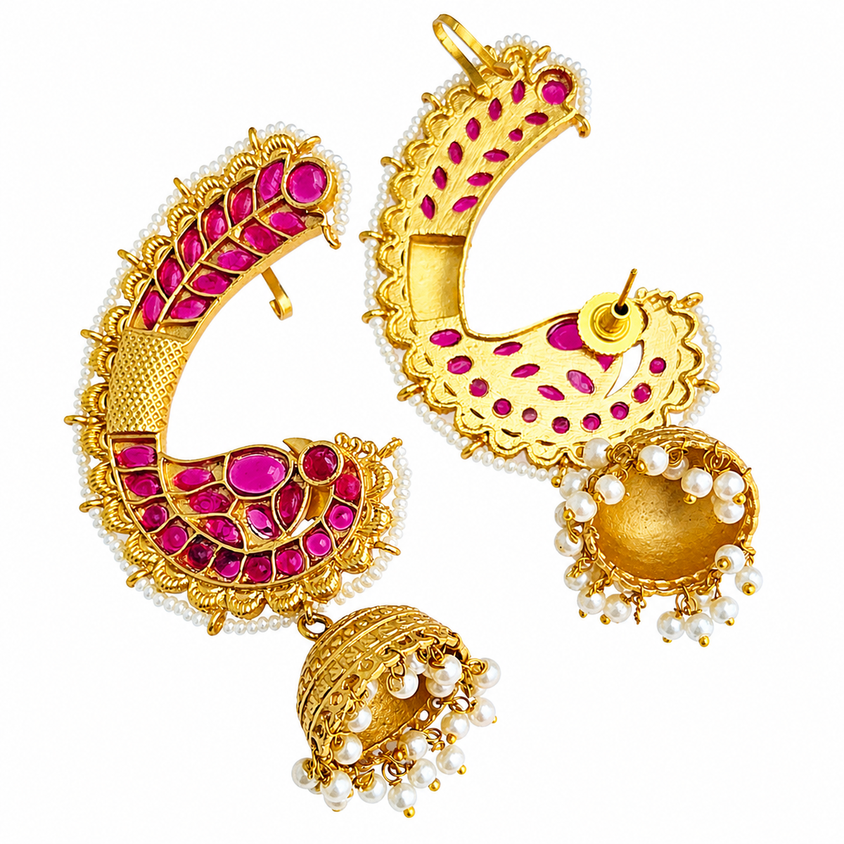 Royal Pink Jhumka Gold Plated Earcuff