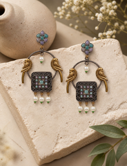 Celestia Birdsong Dual Tone Statement Earrings