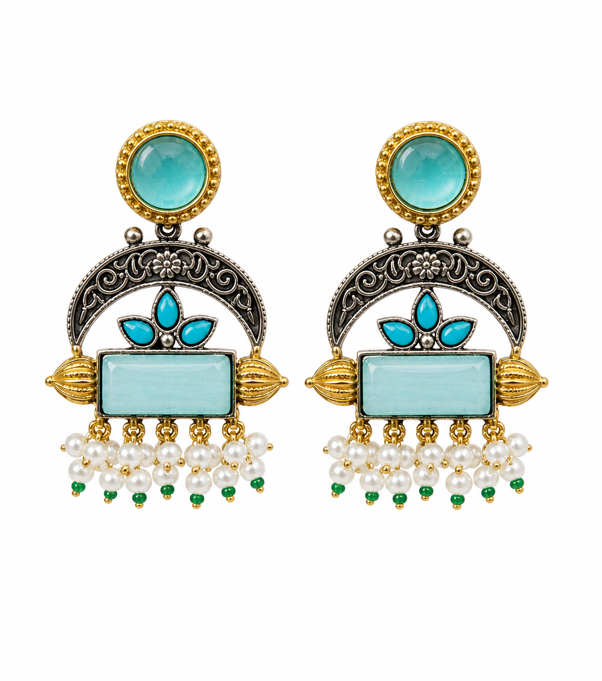 Celestia Aqua Pearl Danglers
