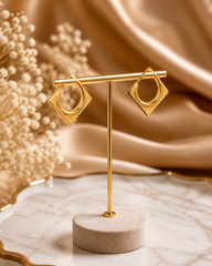 Regal Frame Gold Plated Statement Earrings