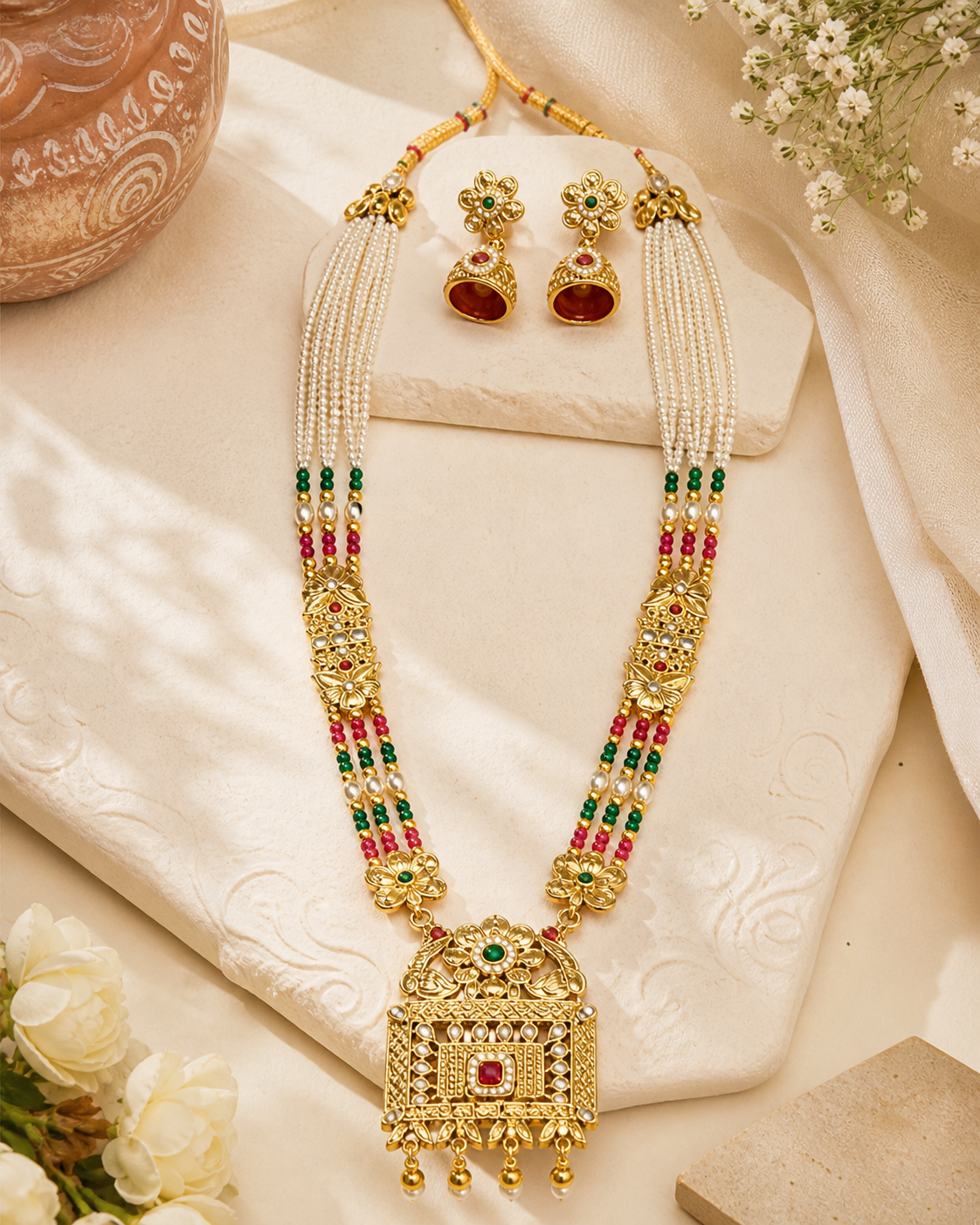 Maharani Pearl Heritage Gold Plated Haar Set