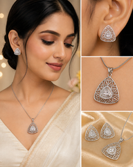Celestia Silver Prism Pendant Set