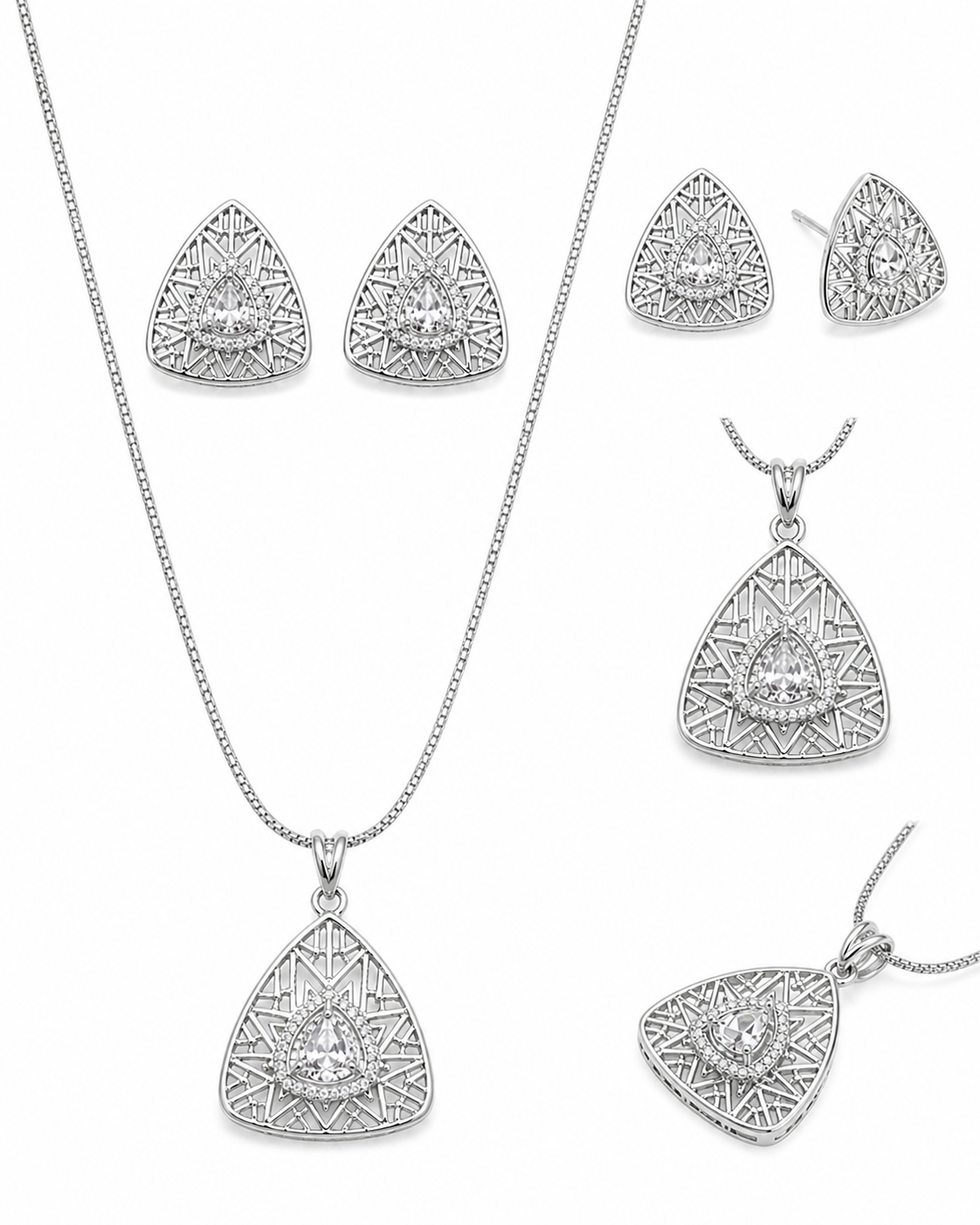 Celestia Silver Prism Pendant Set