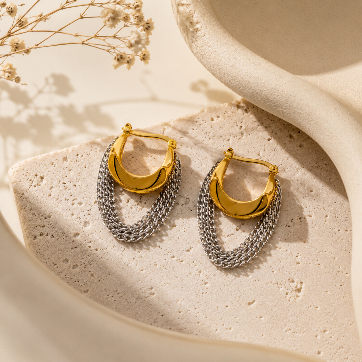 18K gold plated & Silver Layered Hoop Earrings