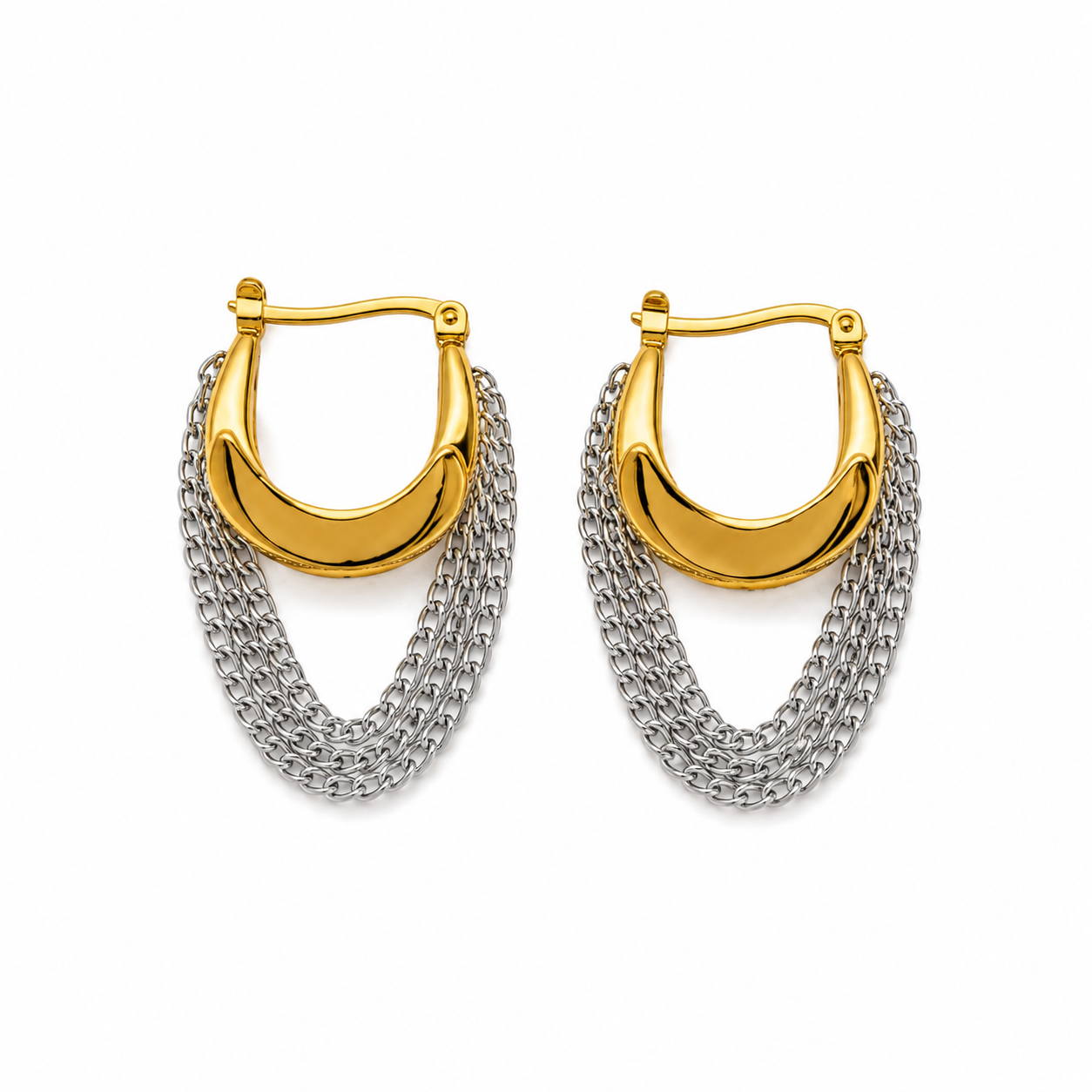 18K gold plated & Silver Layered Hoop Earrings