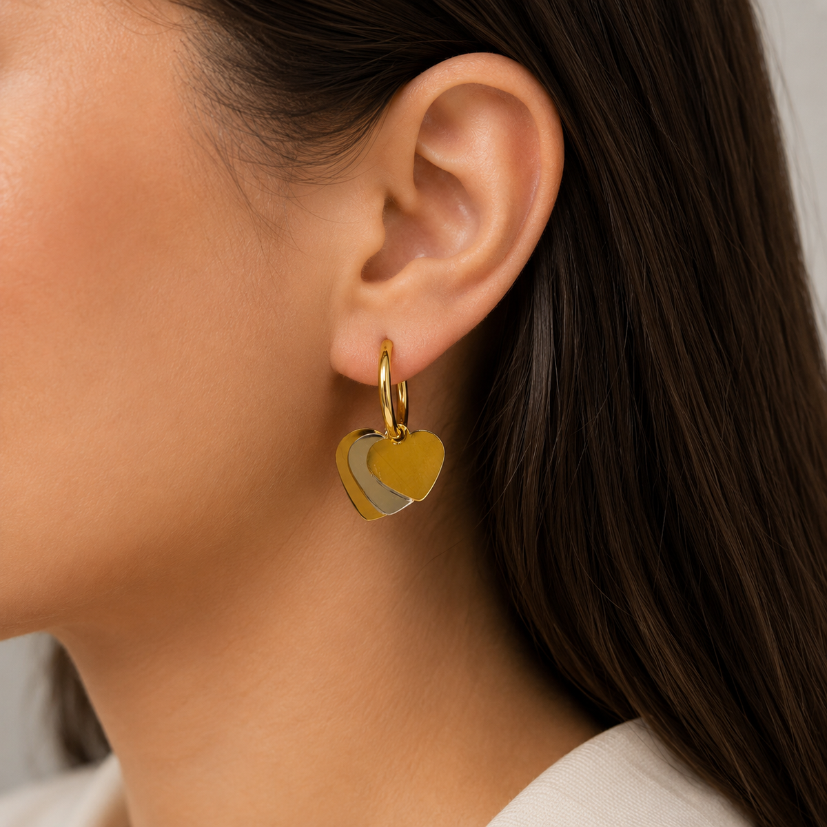 18K gold plated Minimal Heart Hoop Earrings