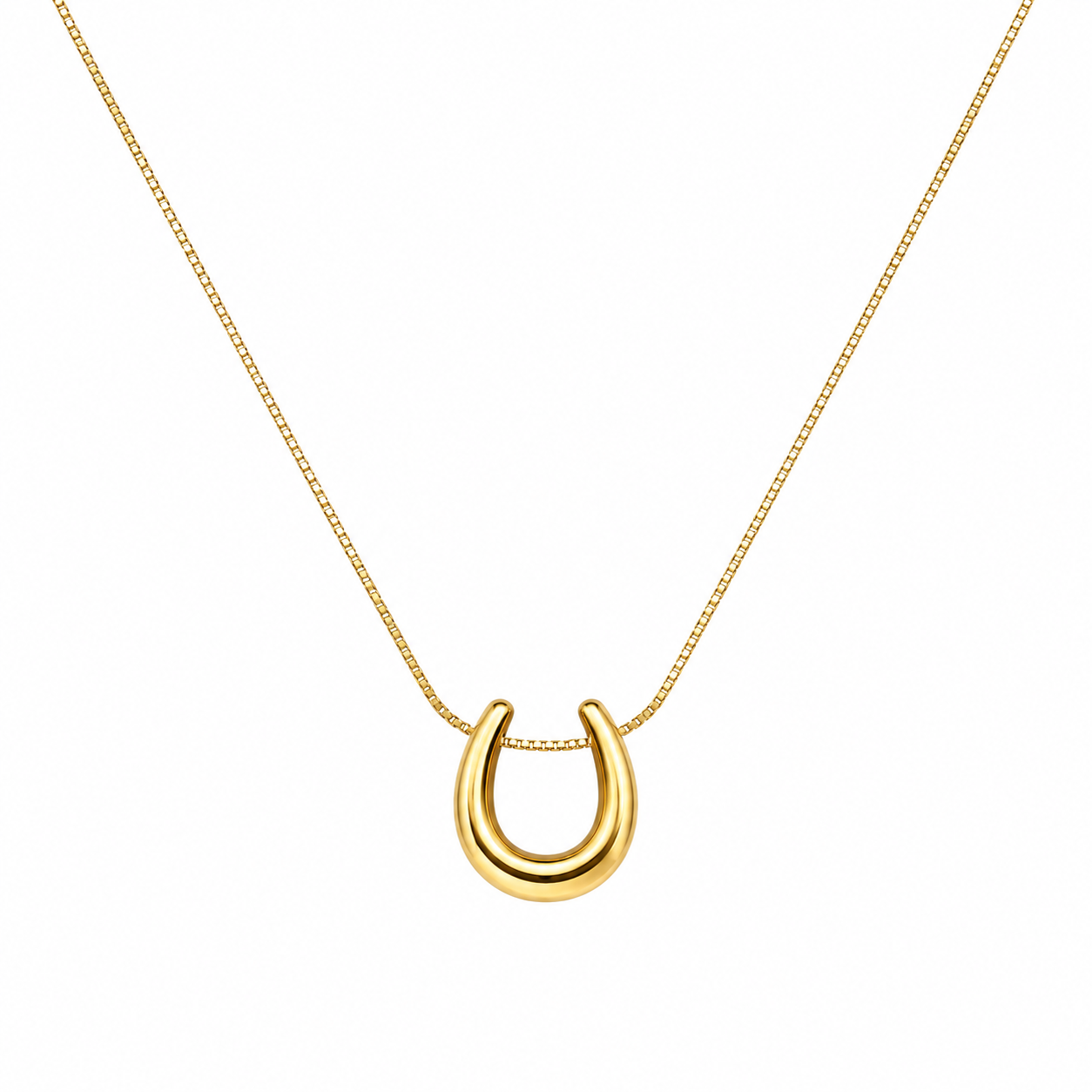 Gold Plated Minimal Horseshoe Pendant Necklace