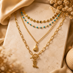 Boho Turquoise Charm Layered Necklace