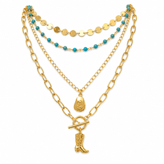 Boho Turquoise Charm Layered Necklace