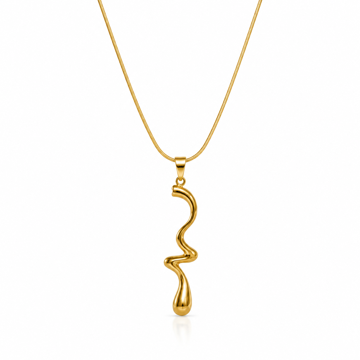 Gold Plated Abstract Wave Pendant Necklace