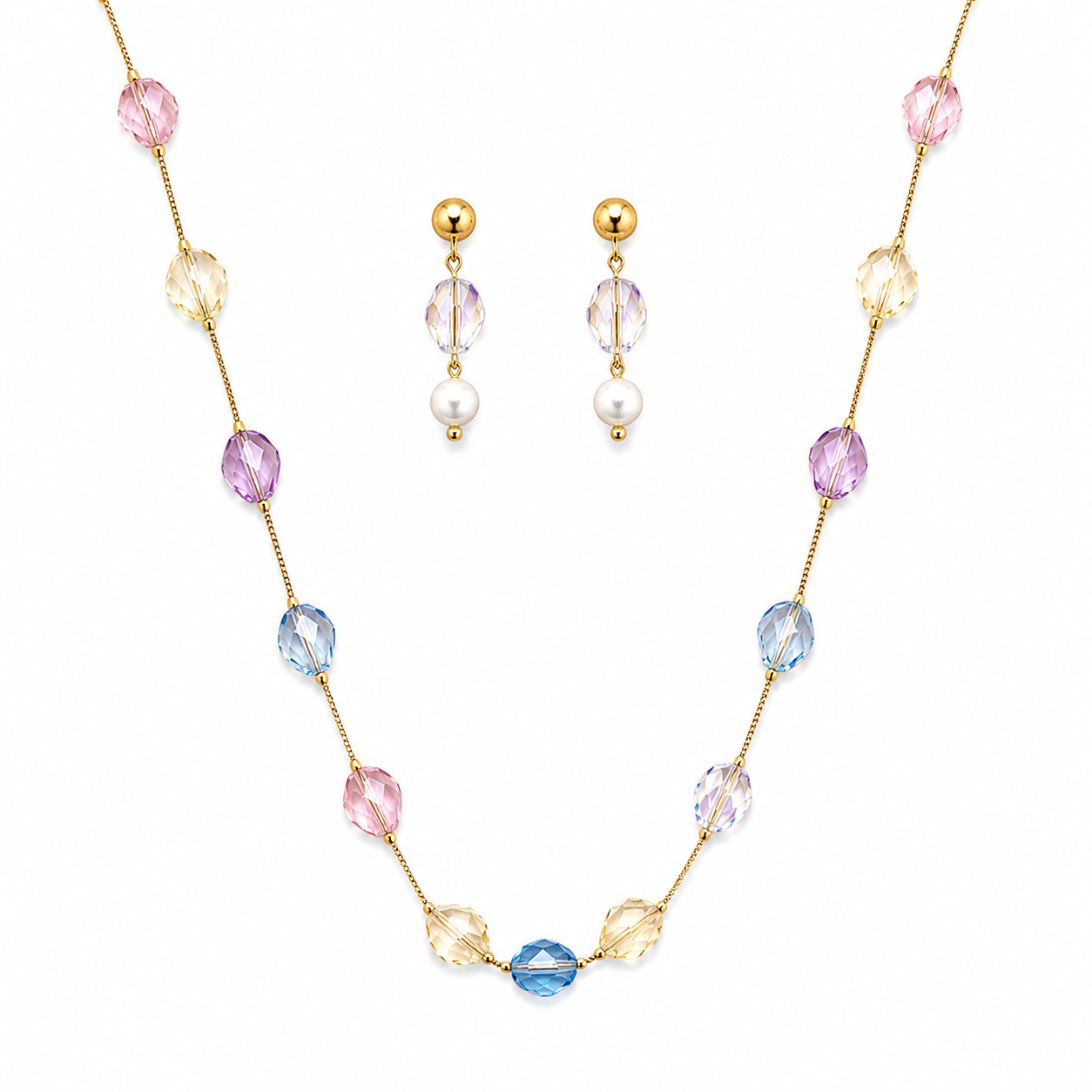 Pastel Prism Crystal Necklace Set