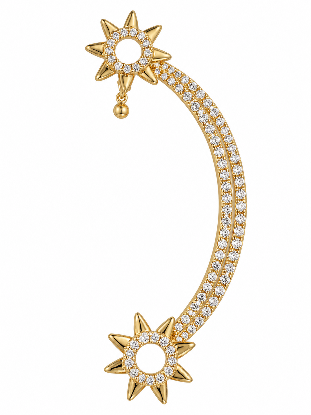 Celestial Star Crystal Ear Cuff Earrings for Women