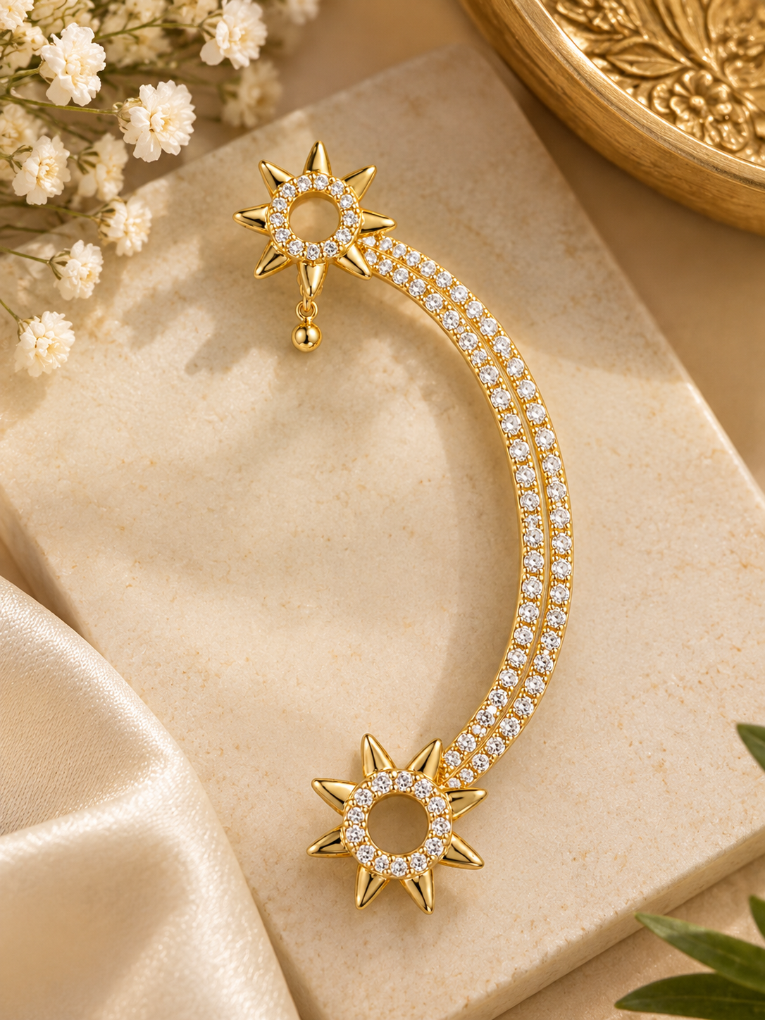 Celestial Star Crystal Ear Cuff Earrings for Women
