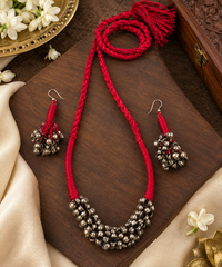 Handmade Oxidised Silver Tone Statement Jewellery with Matching Earrings
