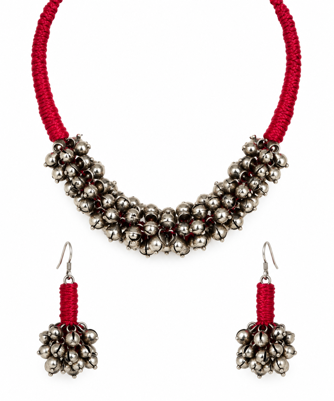 Handmade Oxidised Silver Tone Statement Jewellery with Matching Earrings
