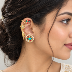 Floral Multicolor Pearl Accent Designer Ear Cuff Earring for Women
