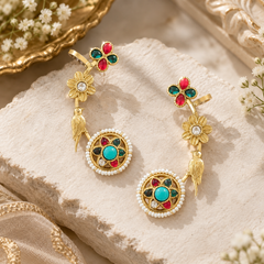 Floral Multicolor Pearl Accent Designer Ear Cuff Earring for Women