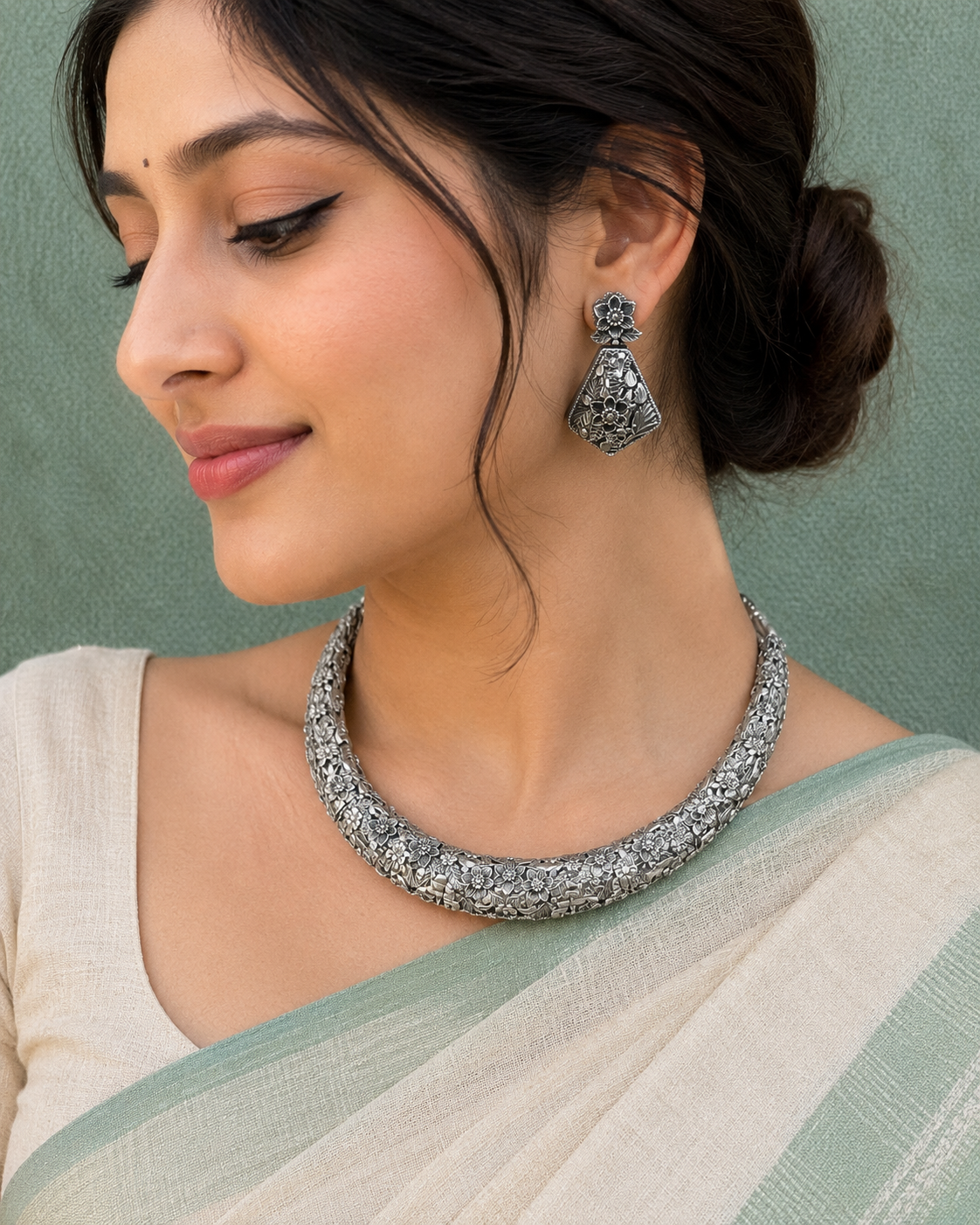 Heritage Oxidized Choker Necklace Set