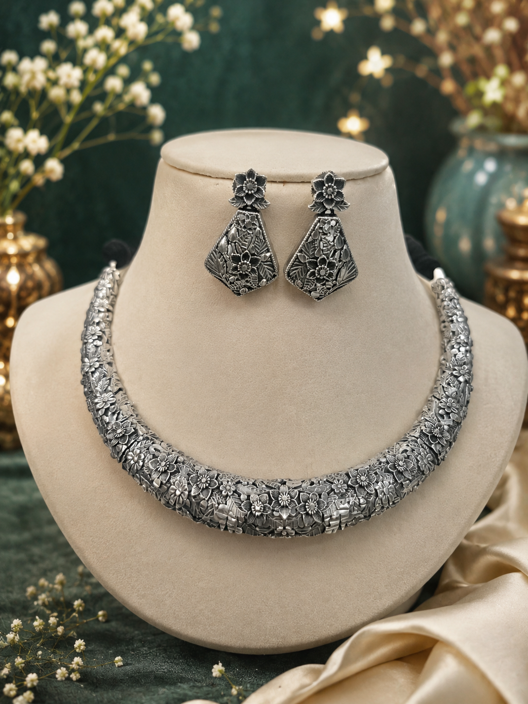 Heritage Oxidized Choker Necklace Set
