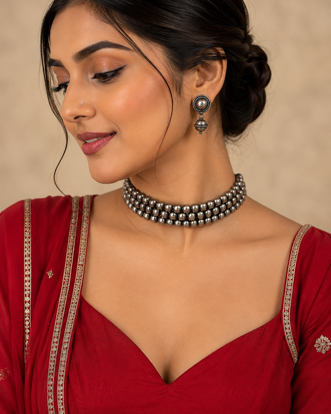 Classic Oxidized Beaded Choker Set
