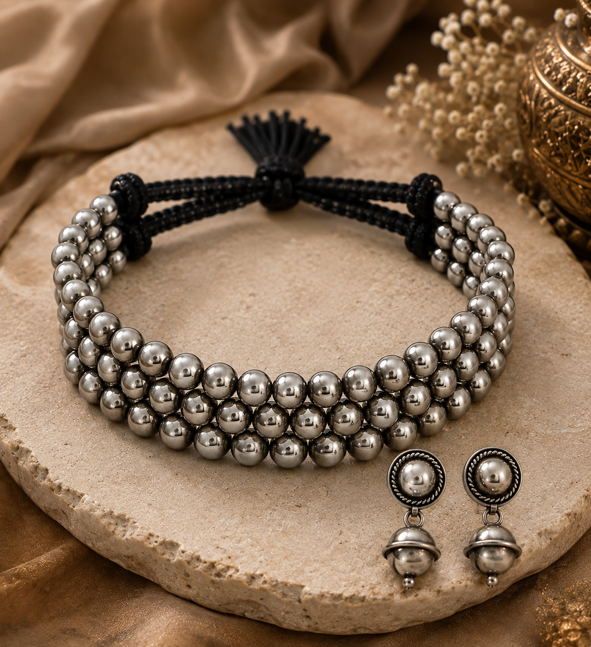 Classic Oxidized Beaded Choker Set