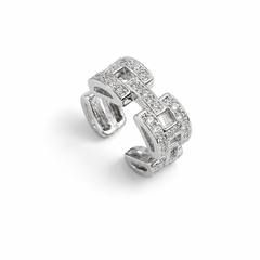 Silver Plated Geometric Crystal Ear Cuff for Women & Girls Adjustable No Piercing Ear Clip