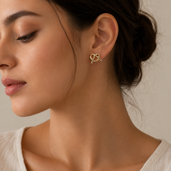 Gold Plated Minimalist Knot Stud Earrings for Women & Girls Modern Geometric Love Knot Earrings
