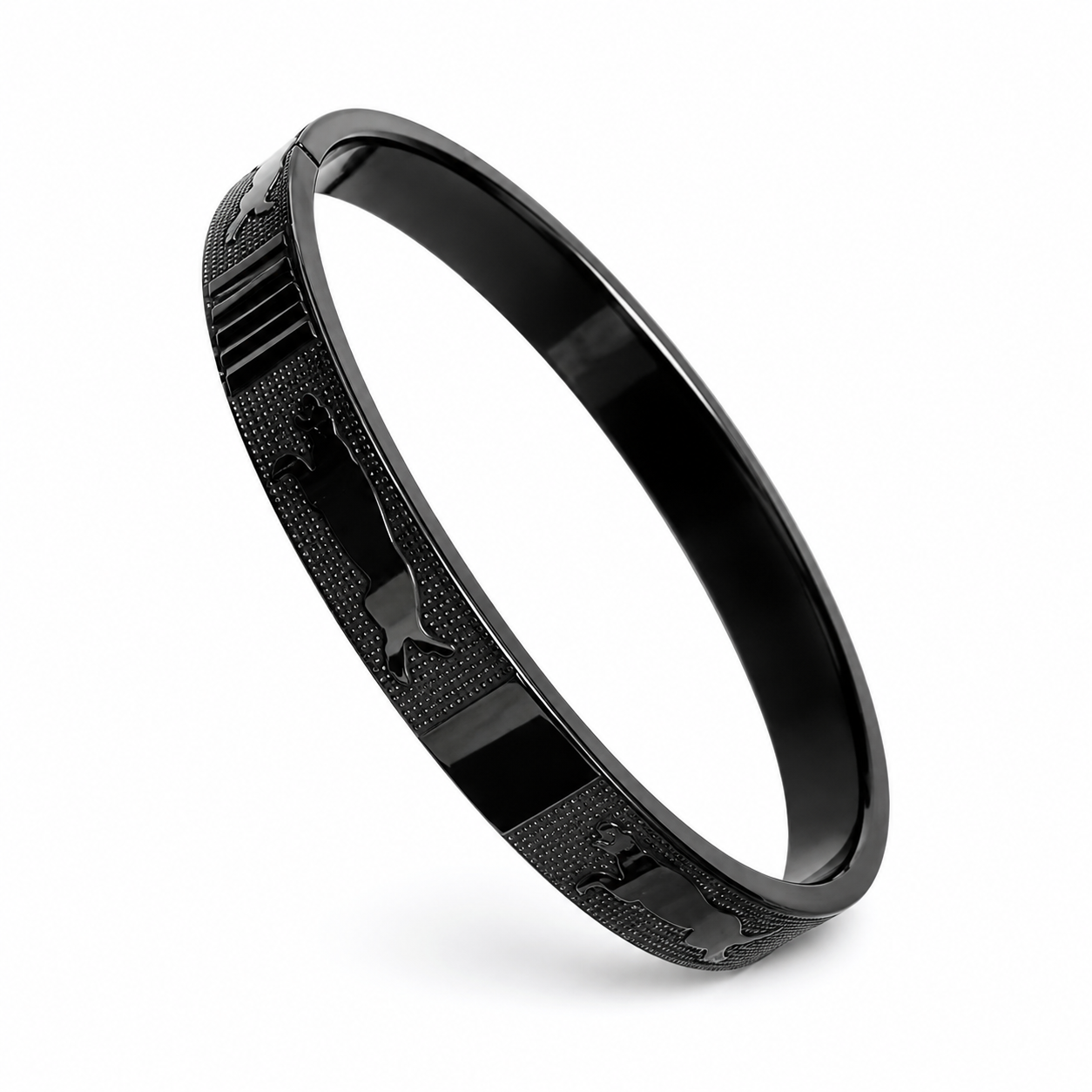Black Panther Engraved Stainless Steel Kada Bracelet for Men