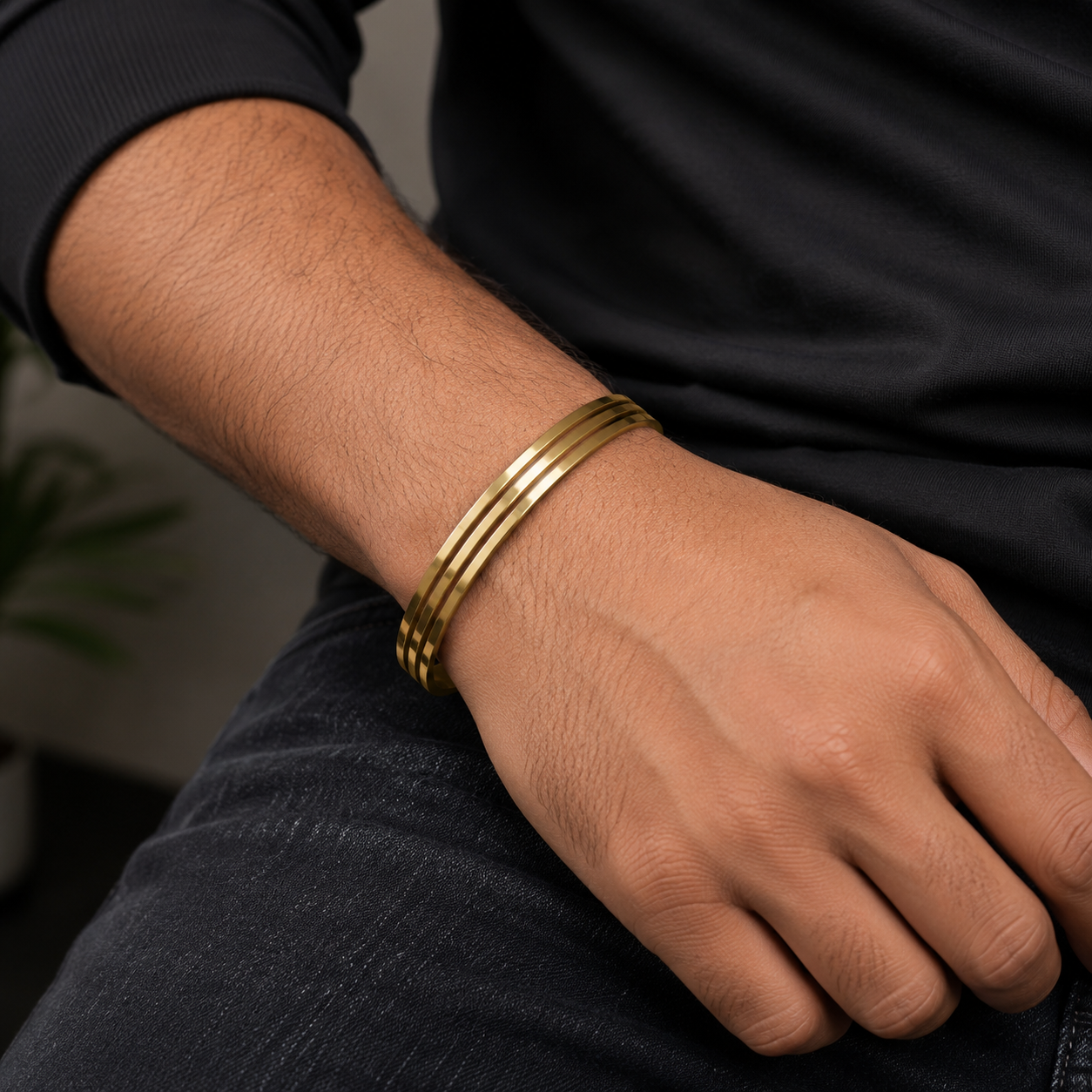 Minimalist Gold Plated Stainless Steel Kada