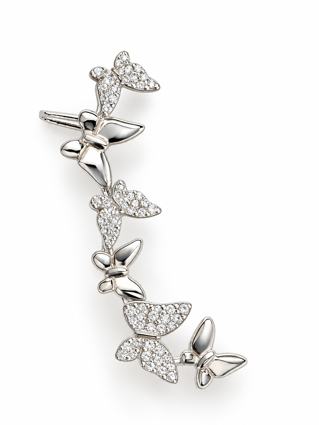 Crystal Butterfly Ear Cuff for Women  Silver-Toned Ear Climber Earring