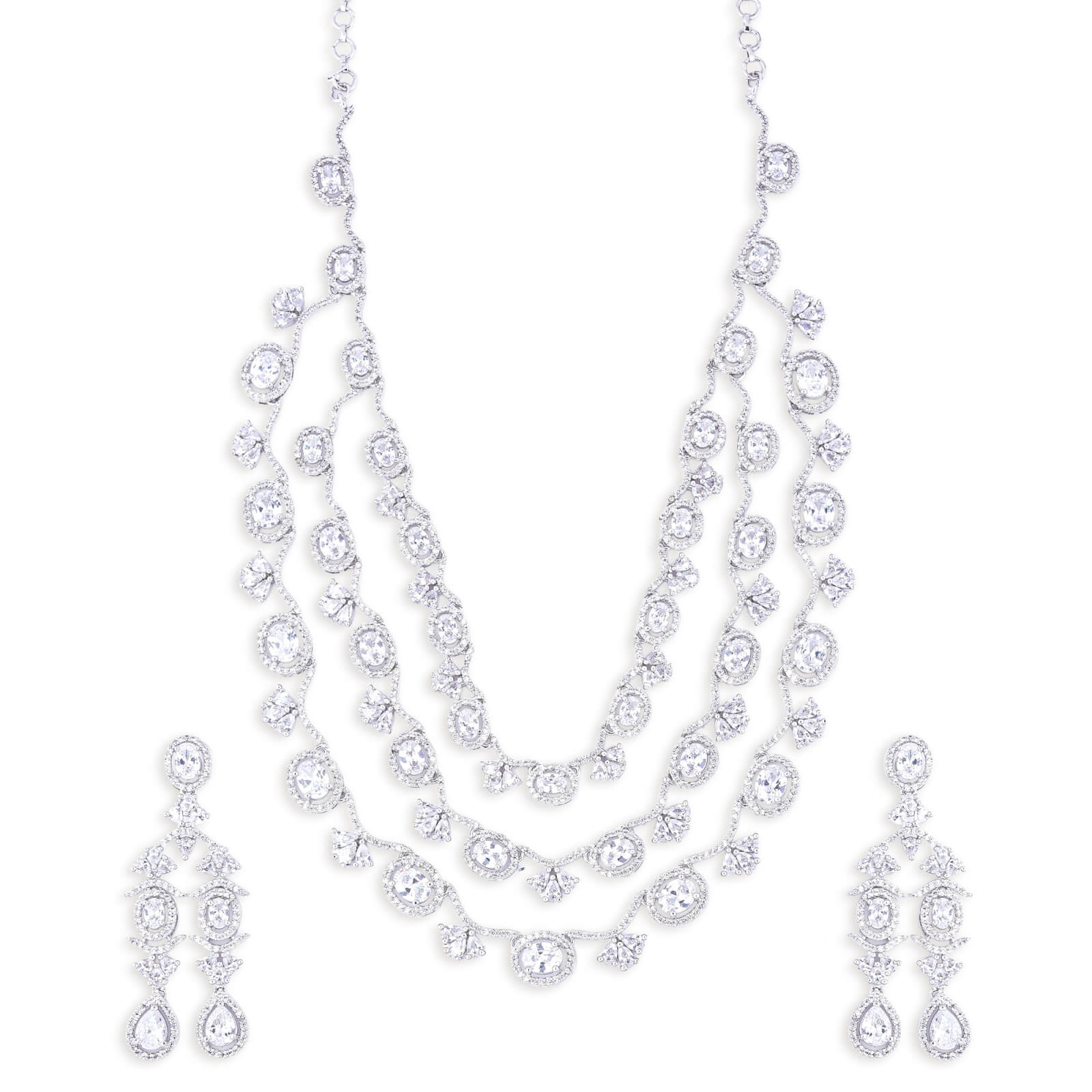 American Diamond multi layer necklace set