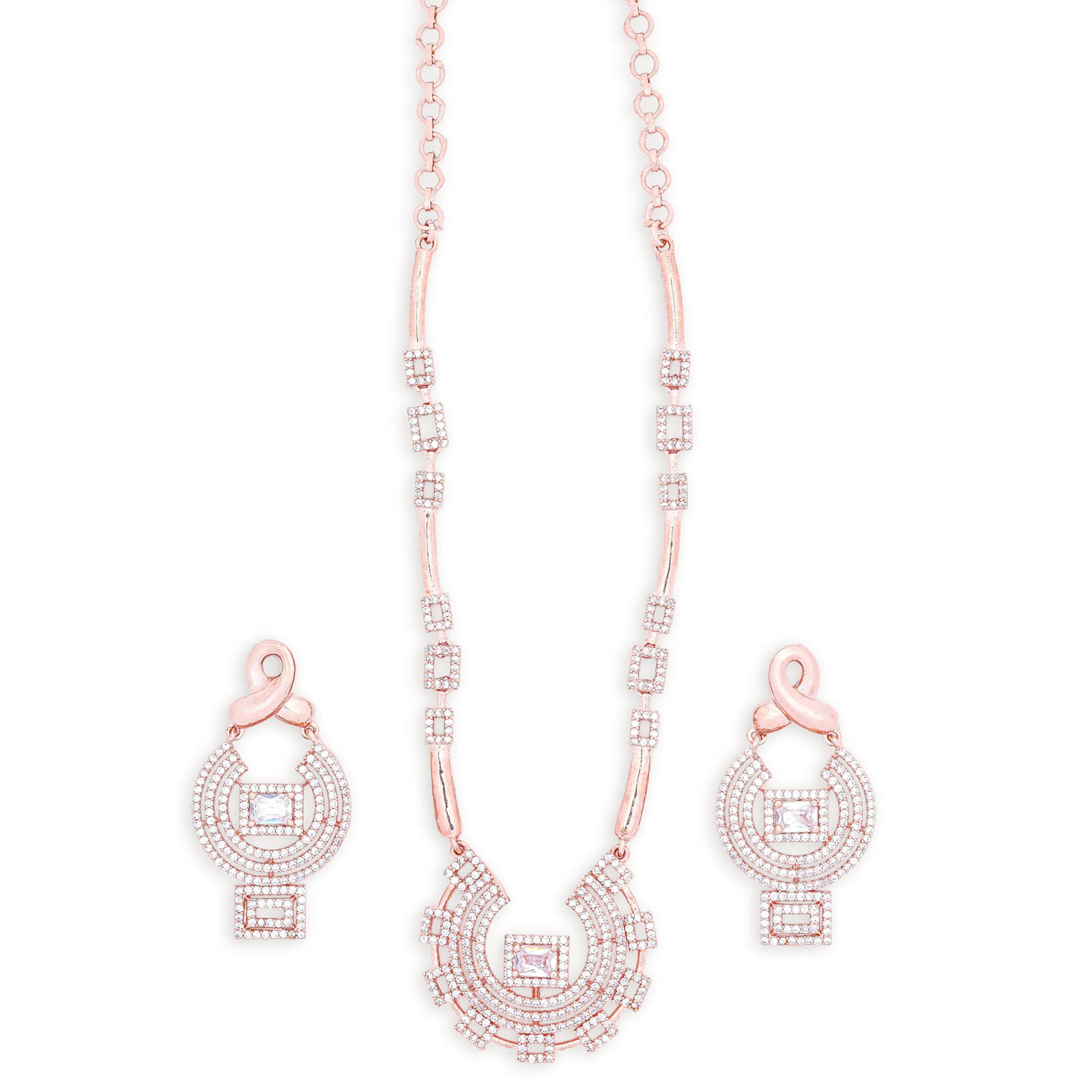 Glamour Exquisite rose gold plated Necklace set