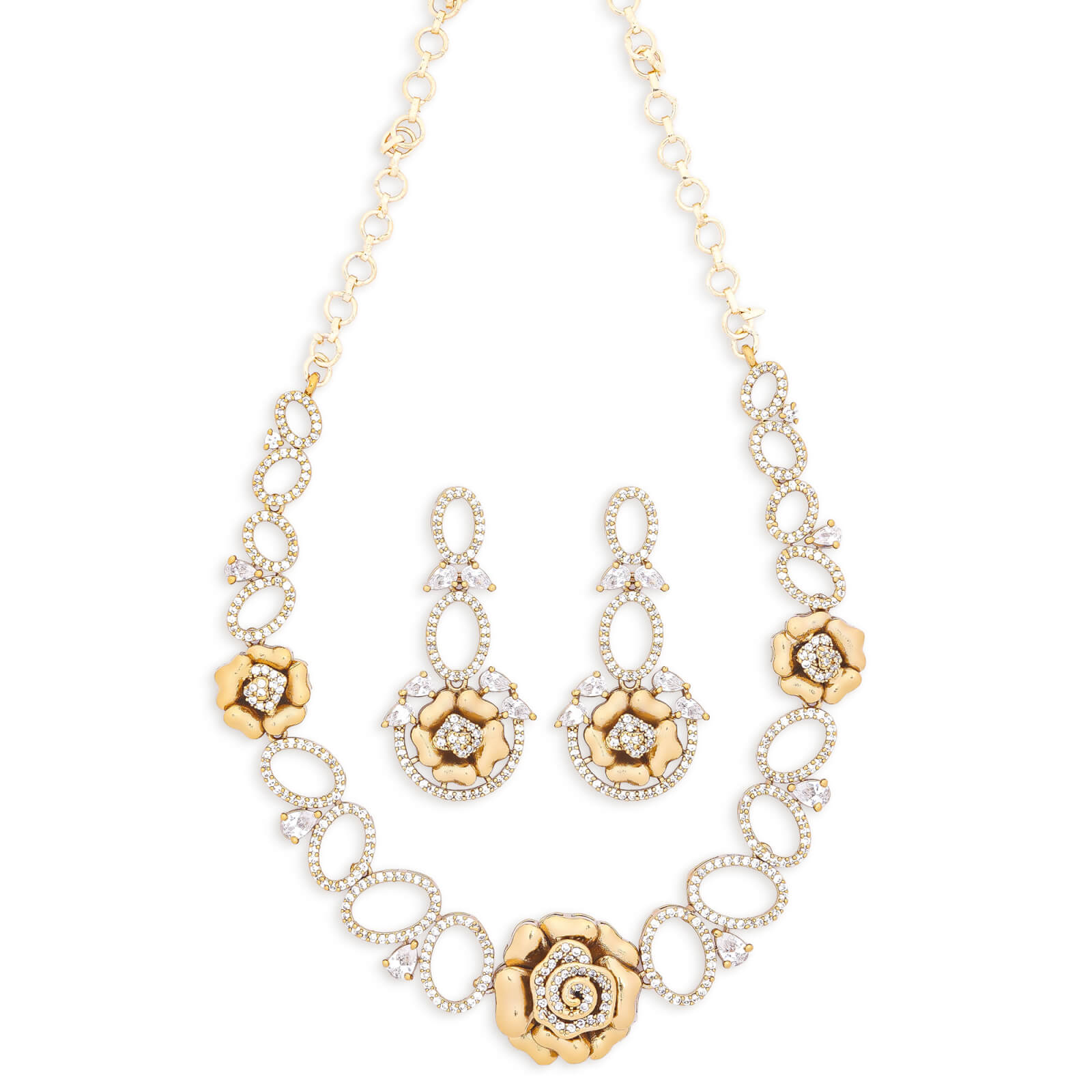 Floral mehandi polished necklace set