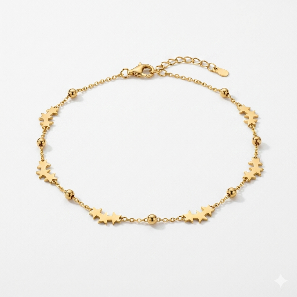 Golden Star Charm Anklet