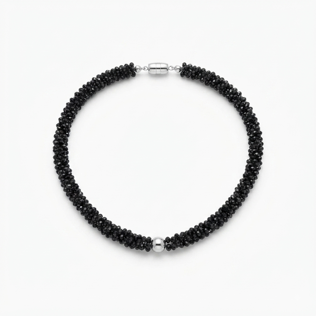 Black Crystal Beaded Necklace Cum Bracelet Set for Women Elegant Designer Jewellery Set for Party Wedding Festive Wear
