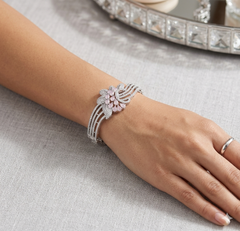 Pink Sparkle American Diamond Rhodium Plated Kada