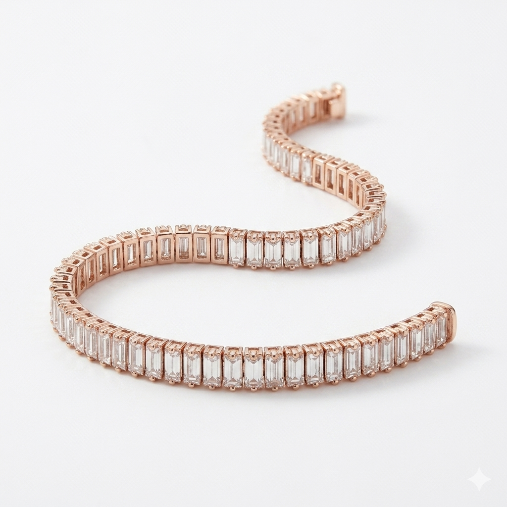 Rose Gold Baguette Tennis Bracelet