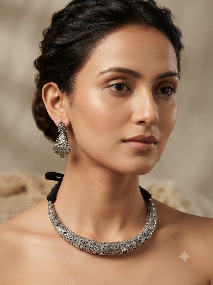 Heritage Oxidized Choker Necklace Set