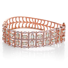 Rose gold plated American diamond Bangle style bracelet