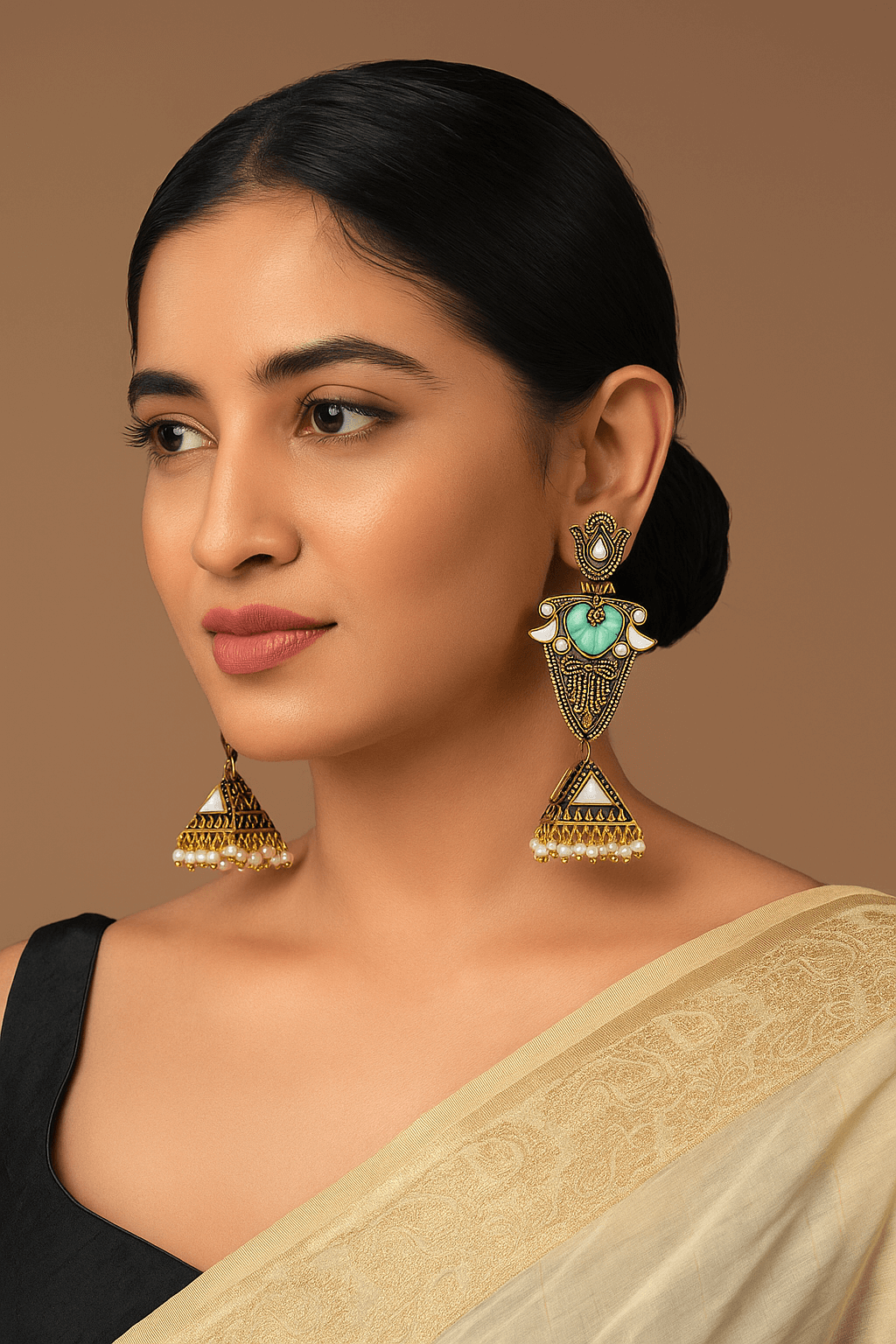 Antique Mehandi tone antique drop earring