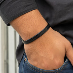 Black Stainless Steel Textured Kada Bracelet