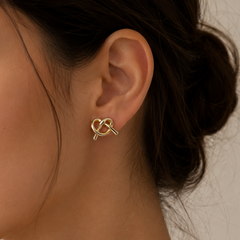 Gold Plated Minimalist Knot Stud Earrings for Women & Girls Modern Geometric Love Knot Earrings