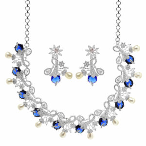 Blue Stone cubic zirconia necklace set