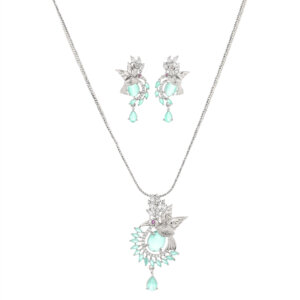 Fancy Rhodium plated pendent set