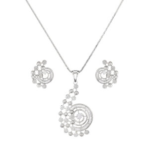Fancy Rhodium plated pendent set